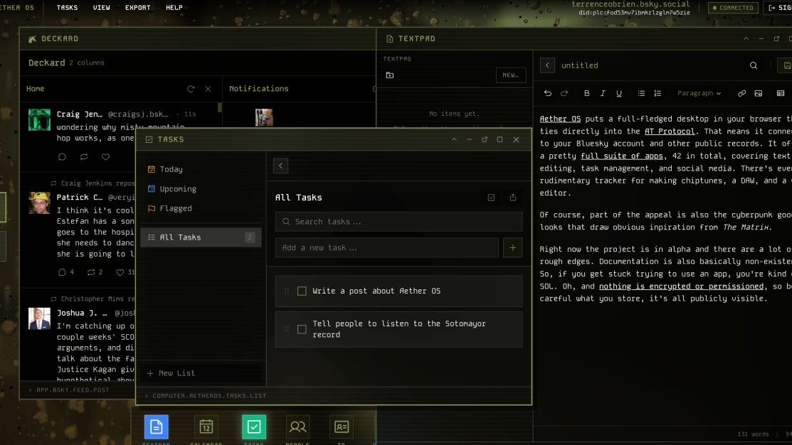 Aether OS: полноценный рабочий стол в браузере на базе AT Protocol