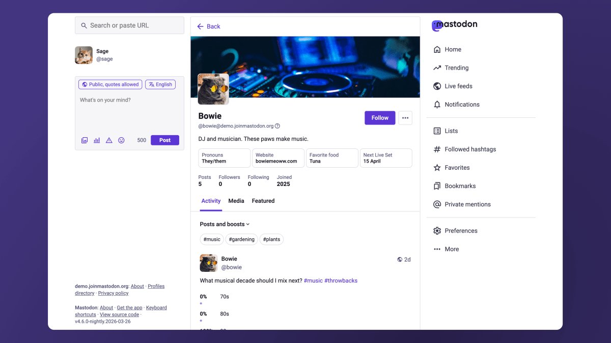 Mastodon перерабатывает профили пользователей для привлечения новых пользователей